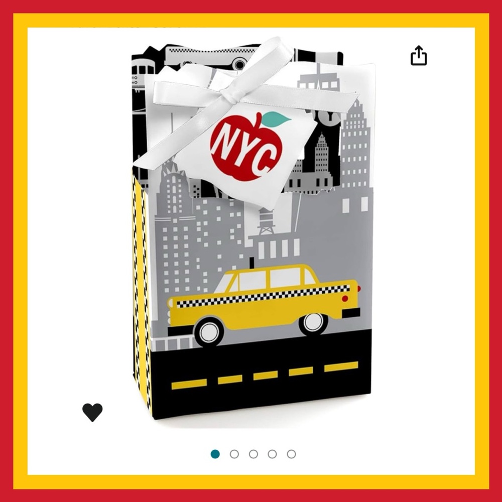 NWT‼️ 12 NYC Big Apple Theme Party Favor Boxes Containers Cityscape Gift Bags